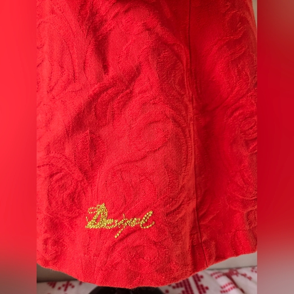 Desigual Peachy Red A Line  Floral Cotton Coat. Size 40 / Medium/ 8 - Picture 5 of 16